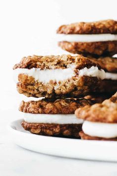 cookies with marshmallows are stacked on top of each other