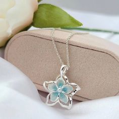 Plumeria Necklace, Hawaiian Jewelry, Flower Pendant, Mothers Day Gift, 925 Sterling Silver - Etsy Blue Plumeria, Flower Pearl Necklace, Pretty Jewelry Necklaces, Plumeria Flowers, Hawaiian Jewelry, Magical Jewelry, Jewelry Accessories Ideas, Jewelry Lookbook