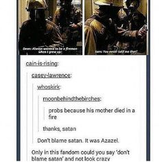 two pictures with the same caption for each one in different languages, and there is an image of fire fighters talking to each other