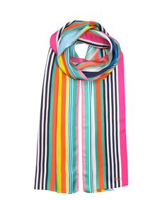 This versatile 100% silk scarf adds an accent in bold colors or striking neutrals. Tie it around the neck, wear it as a flowing head wrap, or even transform it into an eye-catching summer top. Dimensions: 13 in. x 72 in. Materials: 100% Silk Chic Multicolor Silk Scarves, Multicolor Silk Scarf For Beach, Chic Multicolor Beach Scarves, Trendy Multicolor Silk Scarf, Elegant Multicolor Beach Scarves, Elegant Multicolor Beach Scarf, Chic Silk Scarf For Beach In Spring, Chic Multicolor Summer Scarves, Chic Multicolor Scarves For Summer