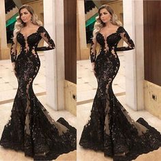 Pinterest Black Dresses Wedding, Black Lace Wedding Dress, Black Lace Wedding, Black Wedding Gowns, Prom Girl Dresses, Dark Wedding, Dress Party Night, Cocktail Gowns, Dream Wedding Ideas Dresses