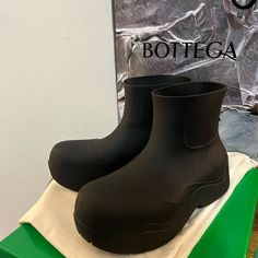 Size 38 (Womens 7.5-8) (Hard To Find In This Size) All Packaging Included With Both Dust Bags Minor Scuffing Clean, Great Condition Open To Offers :) Black Ankle Rain Boots With Rubber Sole, Black Boots With Rubber Sole, Medium Fit, Black Ankle Rain Boots With Lug Sole, Bottega Veneta Shoes, Winter Rain, Bottega Veneta, Rain Boots, Dust Bag, Women Shoes