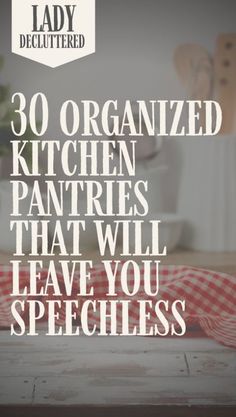 the words, 30 organized kitchen pantrys that will leave you speckled on top