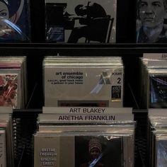 there are many cd's on display in the store