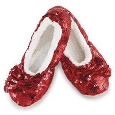 Red Sequins Snoozie Slippers Wash In Gentle Inside Out And Air Dry Fits: Size: 5/6 Red Ballerinas, Ruby Red Slippers, Soft Sole Slippers, Matching Family Christmas Pajamas, Red Slippers, Ballerina Slippers, Ruby Slippers, Red Sparkle, Family Christmas Pajamas