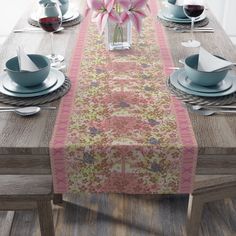 This beautiful Coquette Pink floral Lace patterned table Runner with beautiful butterflies and border, is the perfect table decor for Cowgirl theme Bachelorette, hen parties, weddings, birthdays, picnics, barbecues, events, function, occasions or simply for everyday use. Make every occasion a perfect and memorable celebration with our exotic table decor. .: Available in two types of material: Cotton Twill and Polyester :Please note there is a slight variation in print color between Cotton and Po Aesthetic Table Decor, Bachelorette Table, Pink Coquette Aesthetic, Aesthetic Table, Party Home Decoration, Floral Table Runner, Pink Coquette, Floral Table, Linen Table Runner