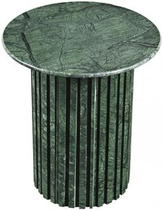 a green marble table with black stripes on the top and bottom, against a white background