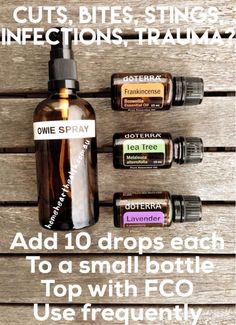 Essential Oil For Cuts, Owie Spray, Essential Oil Roller Bottle Blends, Essential Oils For Babies, Diy Essential Oil Recipes