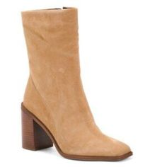 Questions? Leave A Comment Below! Spring Square Toe Suede Heeled Boots, Spring Suede Square Toe Heeled Boots, Leather Mid-calf Boots With Block Heel For Spring, Tan Leather Ankle Boots, Dress Booties, Western Ankle Boots, Mid Boots, Block Heel Boots, Black Leather Ankle Boots