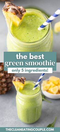 the best green smoothie is only 5 ingredients and it's so easy to make