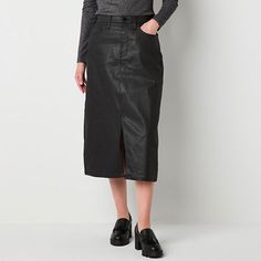 Denim is always on trend, and this women's a.n.a high-rise midi skirt will be in your constant rotation. Made from stretch-cotton, it has a wax-like finish and features a button-zip fly, 5-pocket tailoring, and a front slt for easy movement. Pair yours with everything from graphic t-shirts and heels to a turtleneck and flats.Front Style: Flat FrontClosure Type: Button & ZipperClosure Location: FrontPockets: 2 Front Slip Pockets, 2 Back Slip Pockets, 1 Front Coin PocketRise: High RiseApparel Leng Womens Pencil Skirts, Denim Coat, Stretch Cotton, Tumble Dryer, Coats For Women, Pencil Skirt, Midi Skirt, High Rise, Coin