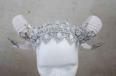 Elegant White Costume Headpiece, Elegant White Headpiece For Costume, White Rhinestone Party Headpiece, Rave Hats, Antler Headband, Fairy Festival, Bridal Headdress, Christmas Gifts For Girlfriend, Wedding Crown