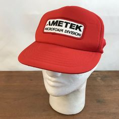 - Ametek Microfoam Division Red Polyester Foam Snapback Trucker Cap CH30 - Good overall used condition. Retro 5-panel Baseball Cap For Sports, Retro Red 5-panel Baseball Cap, Red 5-panel Trucker Hat For Sports Events, Vintage Red 5-panel Snapback Hat, Vintage 5-panel Trucker Hat For Sports, Vintage Red Baseball Cap For Sports, Retro Red Trucker Hat For Sports Events, Vintage Red Snapback Hat For Outdoor, Vintage Red Snapback Hat For Sports Events