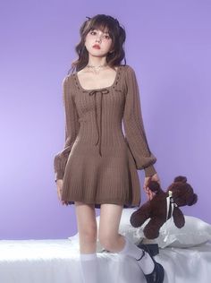 ❤Balloon Sleeve Brown Knit Dress❤︎
This item will take 3-4 weeks to ship. Brown Knit Dress, Harajuku Dress, Cable Knit Dress, Lantern Sleeve Sweater, Fairy Dresses, Knitted Dress, Fairy Dress, Bandage Dress, Flowing Maxi Dress