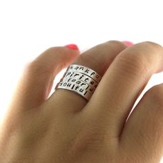 Sterling Stack Ring Stack Band Silver Stack Band Mothers Word Rings, Rings Stack, Delicate Silver Rings, Word Ring, Graduation Rings, Mothers Ring, Stack Rings, Homes Interior, Sterling Silver Stacking Rings