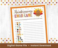 a thanksgiving emo game with an orange background and gold dots on the bottom corner