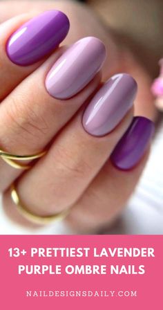 Looking for pretty lavender purple ombre nails? Here are over 13 of the prettiest ideas with these colors! Lavender Ombre Short Nails | Lavender Ombre Almond Nails | Pink and Lavender Ombre Nails | White and Lavender Ombre Nails | Glitter Lavender Ombre Nails | Lavender Ombre Nails with Rhinestones | Black and Lavender Ombre Nails | Long Lavender Ombre Nails Light Purple Nails Design Short, Pink Lavender Nails, Ombre Nails Purple Lavender, Short Nails Lavender, Nails With Rhinestones Black, Lavender Nails Short, Lavender Ombre Nails, Ombre Short Nails, Ombre Nails Long