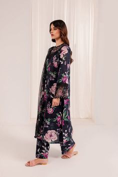 Farasha Blossom Printed Summer Essentials Default Title Farasha Blossom Printed Summer Essentials Original brand suit fabric and photography lite diffrance in actual print. Black Printed Summer Lawn Suit, Summer Black Printed Lawn Suit, Black Printed Lawn Suit For Summer, Spring Black Lawn Suit With Digital Print, Summer Floral Print Unstitched Digital Prints, Unstitched Summer Floral Digital Prints, Elegant Floral Print Patterned Sets, Black Floral Print Lawn Suit For Eid, Eid Black Floral Print Lawn Suit