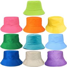 PRICES MAY VARY. Material: 100% cotton fabric. nice stitching, flap crown top construction gives you the comfy headwear, the short brim keeps the sun off of your face 10 Solid Colors: Vibrant solid colors bucket hat, Easy to match your summer outfits, Unisex design. Perfect for women, men, Teen boys, girls One Size: 10 Bucket hat Inclueded, super valuable. Perfect fit for head circumference approx 21.5-23.0 inch; brim: 2.7 inch; crown: 4.5 inch Rollable Design: Lightweight, Breathable and Packab Bucket Cap, Bucket Hats, Caps For Women, Head Circumference, Hat Cap, Sun Hat, Outdoor Travel, Unisex Design, Sun Hats