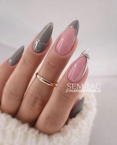 Grey Nail Designs, Work Nails, Gray Nails, Elegant Nails