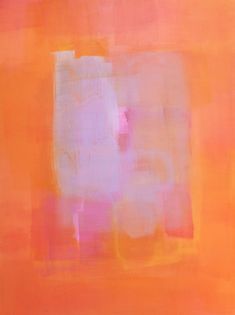 an orange and pink painting with white squares