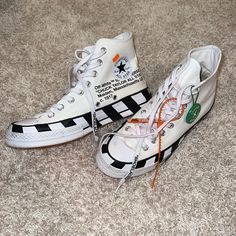 Off-White Converse Womens 8.5 Mens 6.5 Please Be Sure To Look At All Photos Original Shoe Box Will Ship With Shoes Only If It Fits Inside Of Usps Priority Box! Ships Same Day Or Next Business Day Smoke Free- Pet Free Home Womens White Converse, Off White Converse, Converse Womens, Off White Shoes, White Converse, Womens Converse, Shoe Box, Womens Shoes Sneakers, To Look