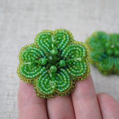 Clover Brooch Embroidered Beaded Brooch Pin With Chalcedony - Etsy Ukraine Green Spring Brooches As Gifts, Unique Green Brooches For Gifts, Green Spring Gift Brooches, Green Beaded Brooches As Gift, Unique Handmade Green Brooches, Green Beaded Brooches For Gift, Green Flower Brooch Pins, Green Flower Shaped Brooch Pins, Green Flower-shaped Brooch Pins