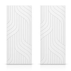 two white door panels with wavy lines on them