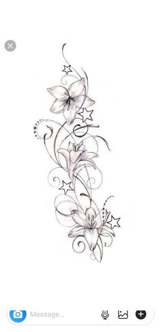 a tattoo design with flowers and stars on it