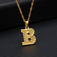 Initial Letter Necklace - Queendom Treasurez Initial B, Alphabet Pendant, Gold Letter Necklace, Initial Pendant Necklace, Pretty Necklaces, Gold Initial, Birthday Jewelry Gift, Christmas Gift Jewelry, Letter Pendants