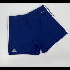 Woman’s Blue Adidas Tastigo 17 Soccer Shorts Color: Dark Blue/White Size: Medium Waist: 15in Inseam: 5in (Approx Measurements) -Elastic Waistband -Drawstring Cords -Light Weight -Standard Fit New With Tags Adidas Blue Athletic Shorts With Built-in Liner, Blue Sports Shorts With Three Stripes, Blue Athletic Shorts With Three Stripes For Sports, Adidas Blue Sports Bottoms, Adidas Blue Athletic Shorts For Sports, Adidas Blue Shorts With Three Stripes, Blue Sporty Athletic Shorts With Three Stripes, Blue Striped Sporty Athletic Shorts, Blue Shorts With Three Stripes For Summer