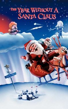 the year without a santa claus movie poster with santa riding in his sleigh