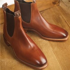 R.M. Williams Boots in Burnished Cognac Western Style Brown Chelsea Boots With Goodyear Welt, Western Brown Goodyear Welted Chelsea Boots, Brown Goodyear Welted Western Chelsea Boots, Western Style Brown Goodyear Welted Chelsea Boots, Classic Cognac Boots With Plain Toe, Classic Cognac Plain Toe Boots, Cognac Leather Sole Business Boots, Cognac Leather-sole Boots For Business, Cognac Leather Sole Boots For Business