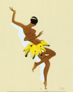 an image of a woman dancing with a bunch of bananas on her back and arms