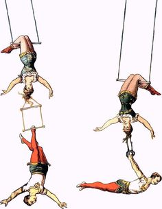 three acrobatic performers performing aerial acrobatics