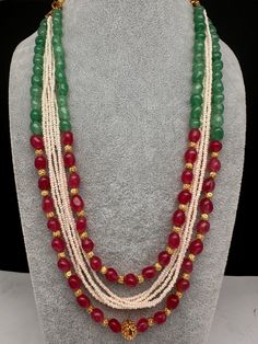 Ruby Emerald Pearls Nakshi Multi Layer Necklace Nakshi Balls, Necklace Traditional, Beads Fashion, Fashion Beads, Multi Layer Necklace, Layer Necklace, Ruby Emerald, Social Events, Beads Necklace