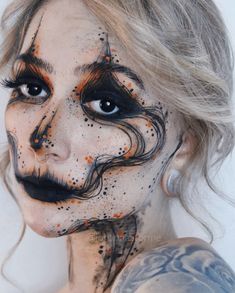 Halloween Editorial Makeup, Half Catrina Makeup, Catrina Costume Make Up, Colorful Catrina Makeup, Catrina Makeup, Glam Catrina Makeup, La Catrina Makeup Tutorial, Halloweenský Makeup, Holloween Makeup