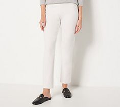 Premium stretch, premium style. This pair of ankle pants is leading the pack with small deets and all-over comfort that make them so worth it. From Susan Graver. Susan Graver, Petite Pants, The Pack, Ankle Pants, Slim Legs, Worth It, Clothes For Women, Pants, Clothes