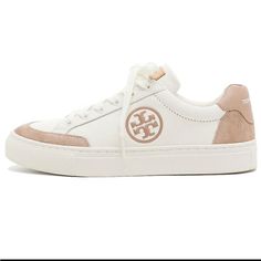 Tory Burch Colorblock Sneakers Bari Nappa 109% Authentic Size 7 Condition New In Box Color Pink Moon / Snow White Style# 83626 Pet Friendly & Smoke Free Home I Do Not Hold Or Trade Tory Burch Sneakers Outfit, Tori Burch Tennis Shoes, Tory Burch Howell Sneaker, Colorblock Sneakers, Tory Burch Sandals White, Tory Burch Sneakers, Tory Burch Ballet Loafers, Floral Sneakers, Womens Tennis Shoes