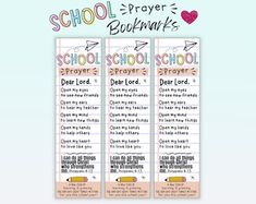 two back to school prayer booklets with the words school busmarks written on them