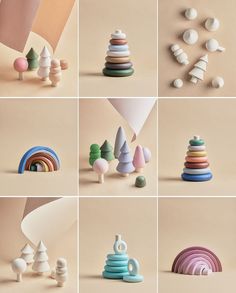 many different shapes and sizes of wooden toys