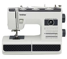 the brother sewing machine is white and black