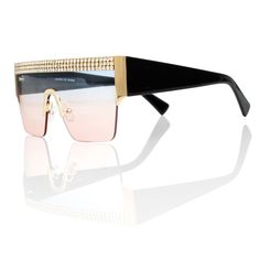 Sunglasses Shield Pave Pink Eyewear for Women Blue To Pink Gradient, Arm Bracelets, Card Purse, Wholesale Sunglasses, Bridal Gloves, Pink Gradient, Head Chain, Wrist Wear, 16 Bit