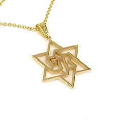 "Star of David pendant, with the word \"Chai\" in the middle, Hammered finish,14k yellow gold. The Star of David is an important Jewish symbol. Star of David and Chai is a combination with a lot of meaning in Judaism. Sizes: Height: 22.5 mm Width: 19.5 mm IMPORTANT: Import duties may apply Notice: Please provide your phone number in the notes section of your order for shipping." Engraved Star-shaped Yellow Gold Necklace, Symbolic Star-shaped Jewelry With Polished Finish, Personalized Star-shaped Yellow Gold Jewelry, Symbolic 14k Gold Star Of David Jewelry, Engraved Star Yellow Gold Necklace, Gold Engraved Star Of David Necklace, Gold Star Of David Jewelry For Anniversary, 14k Gold Star Of David Jewelry, Hallmarked 14k Gold Star Of David Jewelry