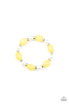 Bracelets in assorted colors.  Infused with silver beads and white pearls, this colorfully beaded stretchy bracelet is in the shade of Yellow.

Sold as one kid's stretch bracelet. Shade Of Yellow, Stretchy Bracelets, Paparazzi Jewelry, Shades Of Yellow, White Pearl, Stretch Bracelet, Stretch Bracelets, Silver Beads, Pearl White