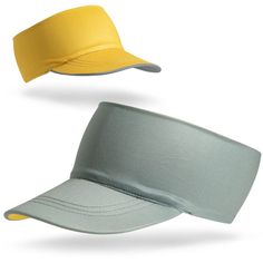 This running performance visor is designed for runners and athletes. Our lightweight visor features a wide brim and stretchable band for all-day comfort. The breathable and moisture-wicking material keeps you cool and dry during any activity. This foldable and packable visor is also reversible, featuring a solid gray color on one side and yellow on the other. Keep the sun, hair, and sweat off your face while showing off your runner pride in our comfort visor for runners and athletes. Pro Runner Functional Summer Visor With Uv Protection, Summer Uv Protection Functional Visor, Sporty Visor For Sports Events, Sporty Summer Sports Visor, Summer Sports Visor With Sweatband, Breathable Sports Visor, Adjustable Outdoor Visor With Sweatband, Adjustable Functional Golf Visor, Breathable Curved Visor For Summer