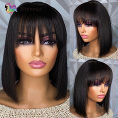 Wigs Ideas, Short Afro Wigs, Bday Nails, Straight Bob Hairstyles, Black Wedding Hairstyles, How To Cut Bangs, Real Hair Wigs, Hair Twist, Weave Styles