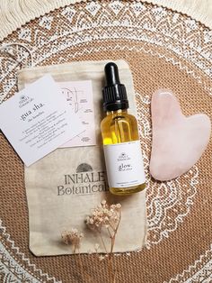 "This little skincare gift comprises of our beautiful Glow Facial Oil, a Gua Sha board wrapped in tissue in our little branded muslin bag, we also include a little \"map\" detailing how to perform this beautiful ritual on yourself. Gua sha is a wonderful technique that can aid the skins health by stimulating the circulation & vastly improving the lymphatic drainage. Pair it with our gorgeously velvety facial oil and you have a gift perfect for a loved one, or yourself to deeply nourish the skin Mushroom Gua Sha, Gua Sha Face Oil, Gua Sha Facial Oil, Guasha Face Oil, Skincare Aesthetic Gua Sha, Organic Serum, Cleansing Spray, Borage Oil, Pomegranate Oil