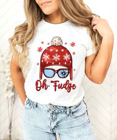 Oh Fudge Shirt - Christmas Vacation Shirt - Funny Christmas Shirt - Holiday Family Shirt - Christmas Holiday Gift - Christmas Party Sweater How can I order? 1️) Please review all the information provided before placing an order 2️) Select the shirt type and size. 3️) Select the color of the shirt using the following options. 4️) Please add the vinyl color (white or black) in the optional message section of the order. 5️) Need more Items? Add the current item in the cart. And If you like to add more items to your order please press the back button and repeat steps 1-4 again. 6️) Once all your desired items are in your cart you may complete your order by entering your payment method, desired shipping address and click submit. When will my product arrive? Processing Time: 1-3 days During holi Fun Winter T-shirt With Crew Neck, Festive Winter Shirt With Letter Print, Casual Letter Print Shirt For Holiday, Fun Winter Crew Neck T-shirt, Fun Crew Neck T-shirt For Winter, Casual Christmas Festive Shirt, Fun Crew Neck Winter Tops, Funny Christmas Holiday Tops, Fun Crew Neck Tops For Winter