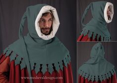 207 best images about Sca medieval clothing patterns on Pinterest Medieval Costume Diy, Medieval Hood, Medieval Design, Costume Armour, Hood Pattern